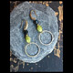green stone brass hoop earrings